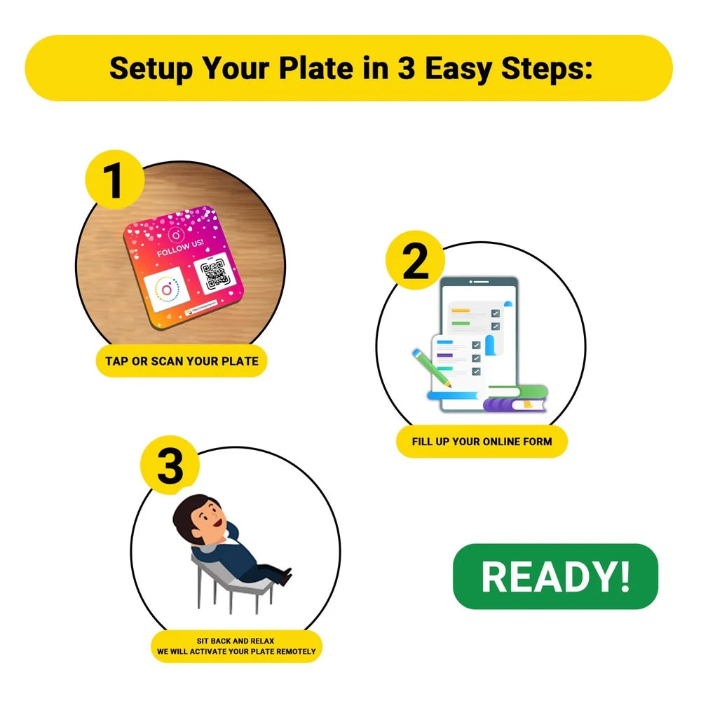 QR Plate Sign - Get More Followers and Boost Your Presence - Review Stand - QR Code Review Sign - Adhesive on The Back (4-Pack Social Media Plates) image 4