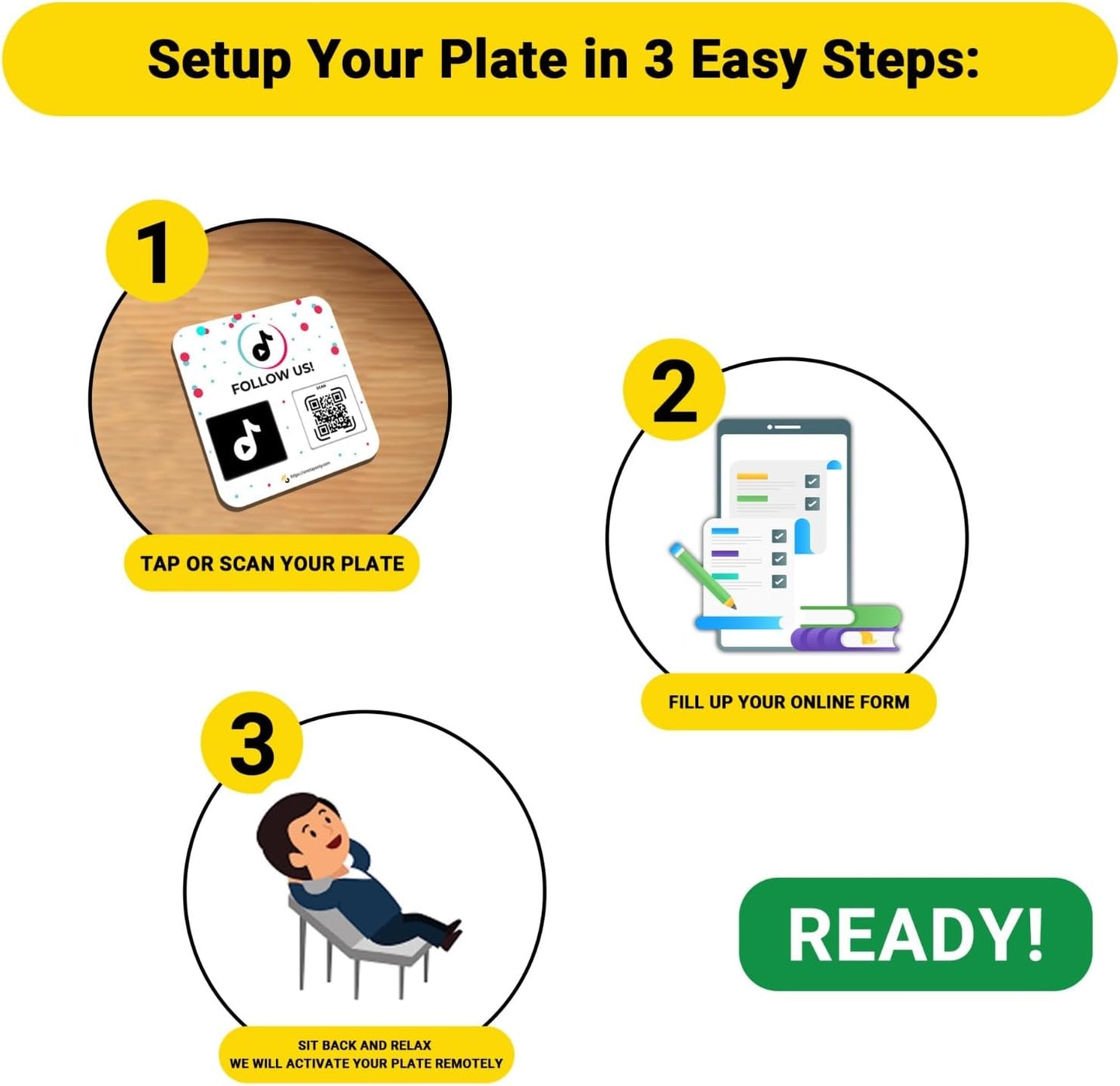 QR Plate Sign for TikTok-Get More Followers and Boost Your presence - Review Stand - QR Code Review Sign - Adhesive on the back (1-TikTok Plate) image 2