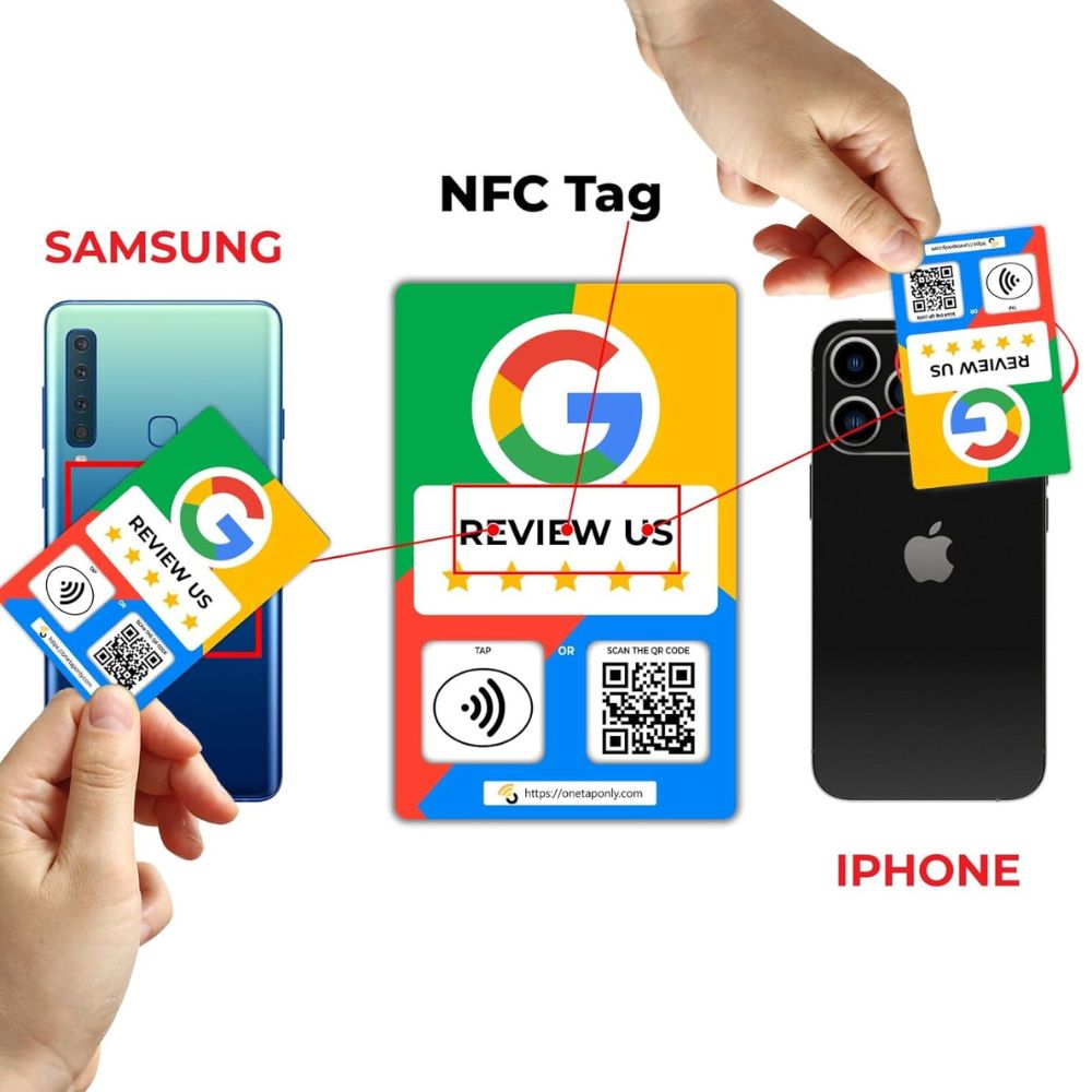English Google Review Cards by One Tap Only - Tap for Instant Reviews - Compatible with All Phones - NFC & QR Smart Tap Reusable - Increase Business Reviews image 5