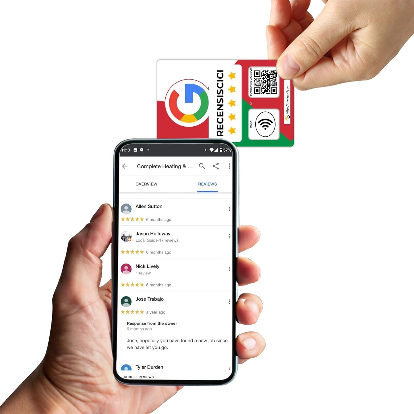 Italian Google Review Cards by One Tap Only - Tap for Instant Reviews - Compatible with All Phones - NFC & QR Smart Tap Reusable - Increase Business Reviews image 6