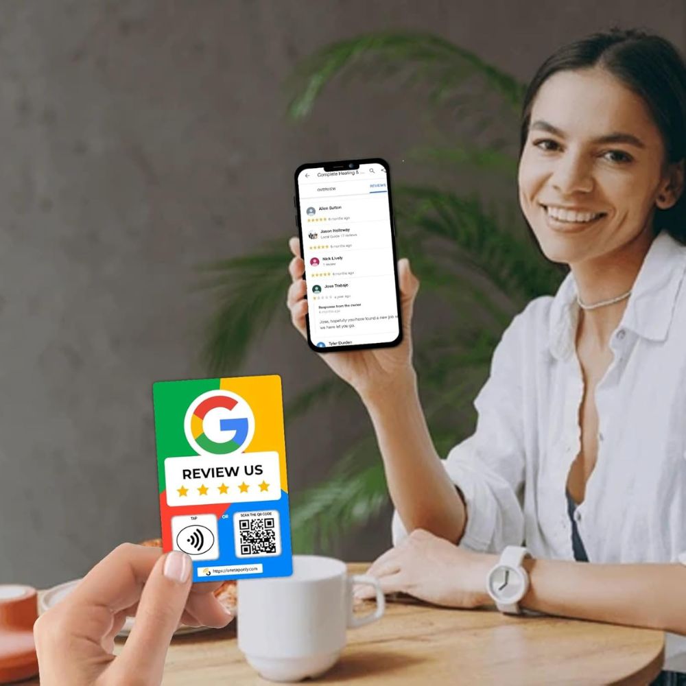 English Google Review Cards by One Tap Only - Tap for Instant Reviews - Compatible with All Phones - NFC & QR Smart Tap Reusable - Increase Business Reviews image 7
