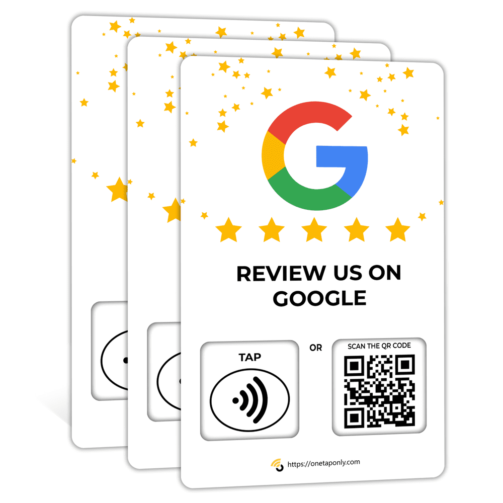 Website Review Tap Card | Review QR Code | Contactless Review Card | NFC Tap Card | Unlimited Use NFC Card - 3 Pack Google Cards image