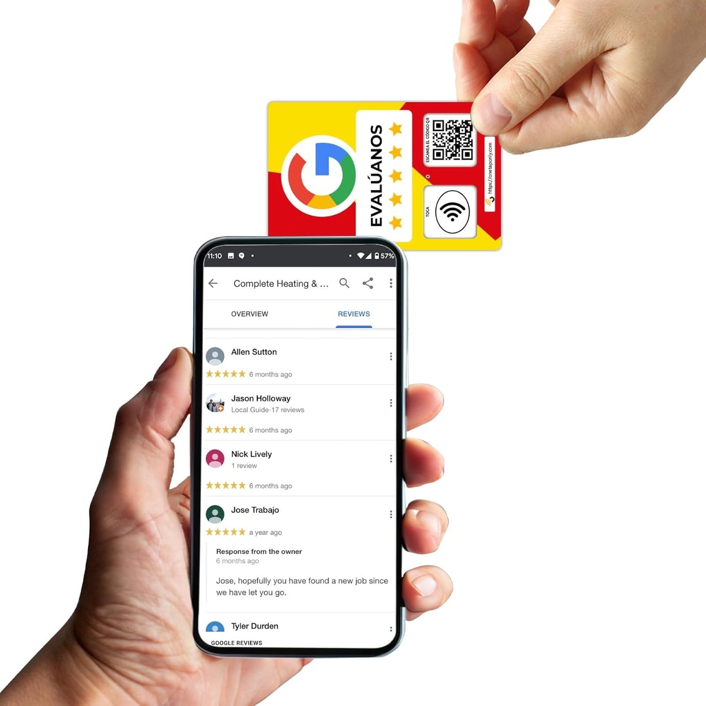 Spanish Google Review Cards by One Tap Only - Tap for Instant Reviews - Compatible with All Phones - NFC & QR Smart Tap Reusable - Increase Business Reviews image 7