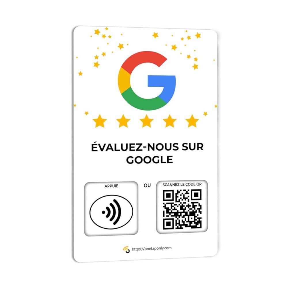 Website Review Tap Card | Review QR Code | Contactless Review Card | NFC Tap Card | Unlimited Use NFC Card - 1 French Google Card image