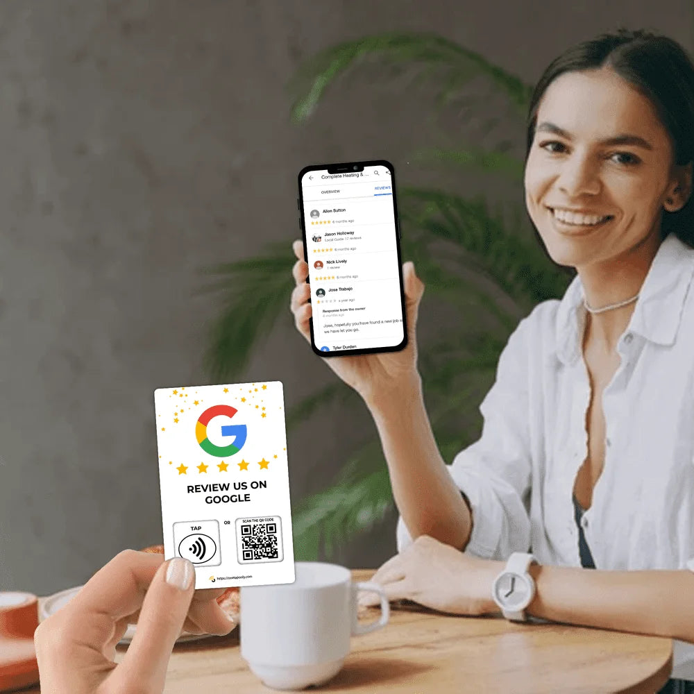 4-Pack Google Review Tap Cards Follow Us on Instagram & Facebook NFC Tap Cards Contactless Review Card for Instant Reviews & Followers All Phones Compatible Reusable NFC & QR Code image 6