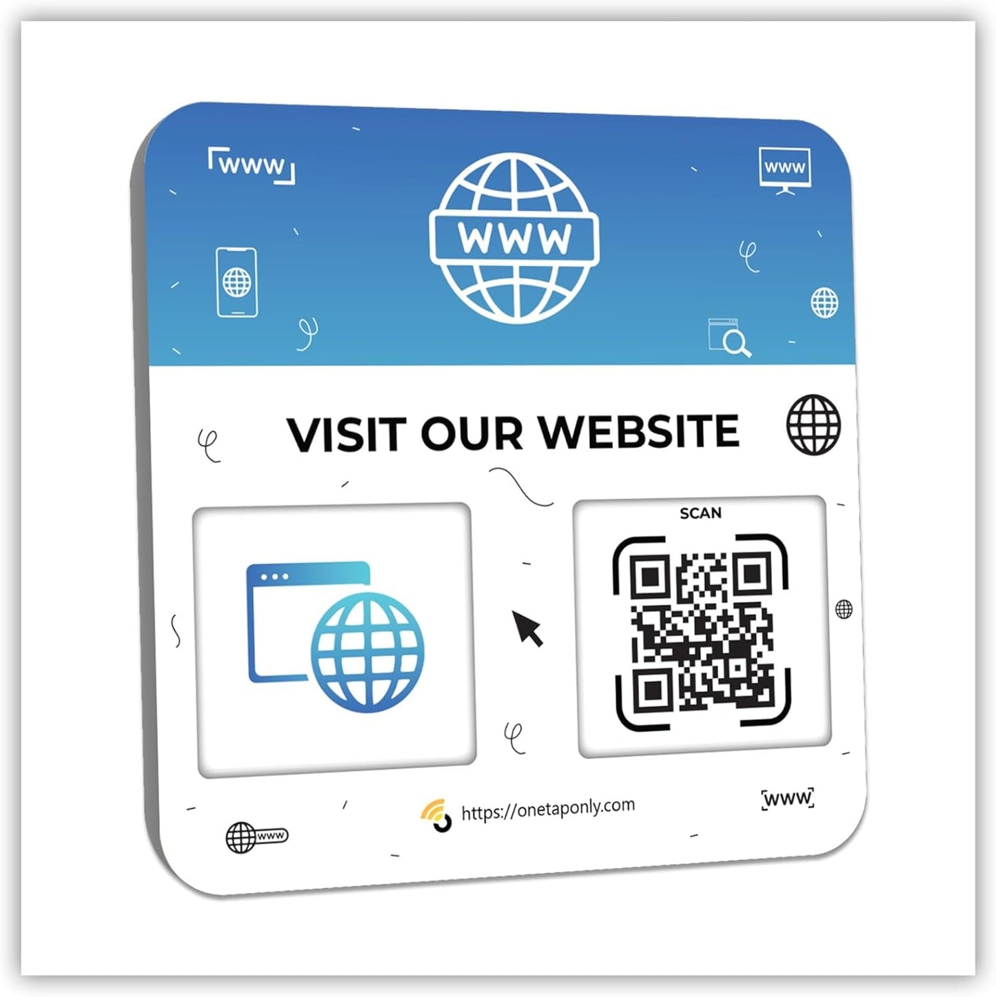 QR Plate Sign - Get More Followers and Boost Your Presence - Review Stand - QR Code Review Sign - Adhesive on The Back (3-Pack Social Media Plates) - 1 Website Plate image