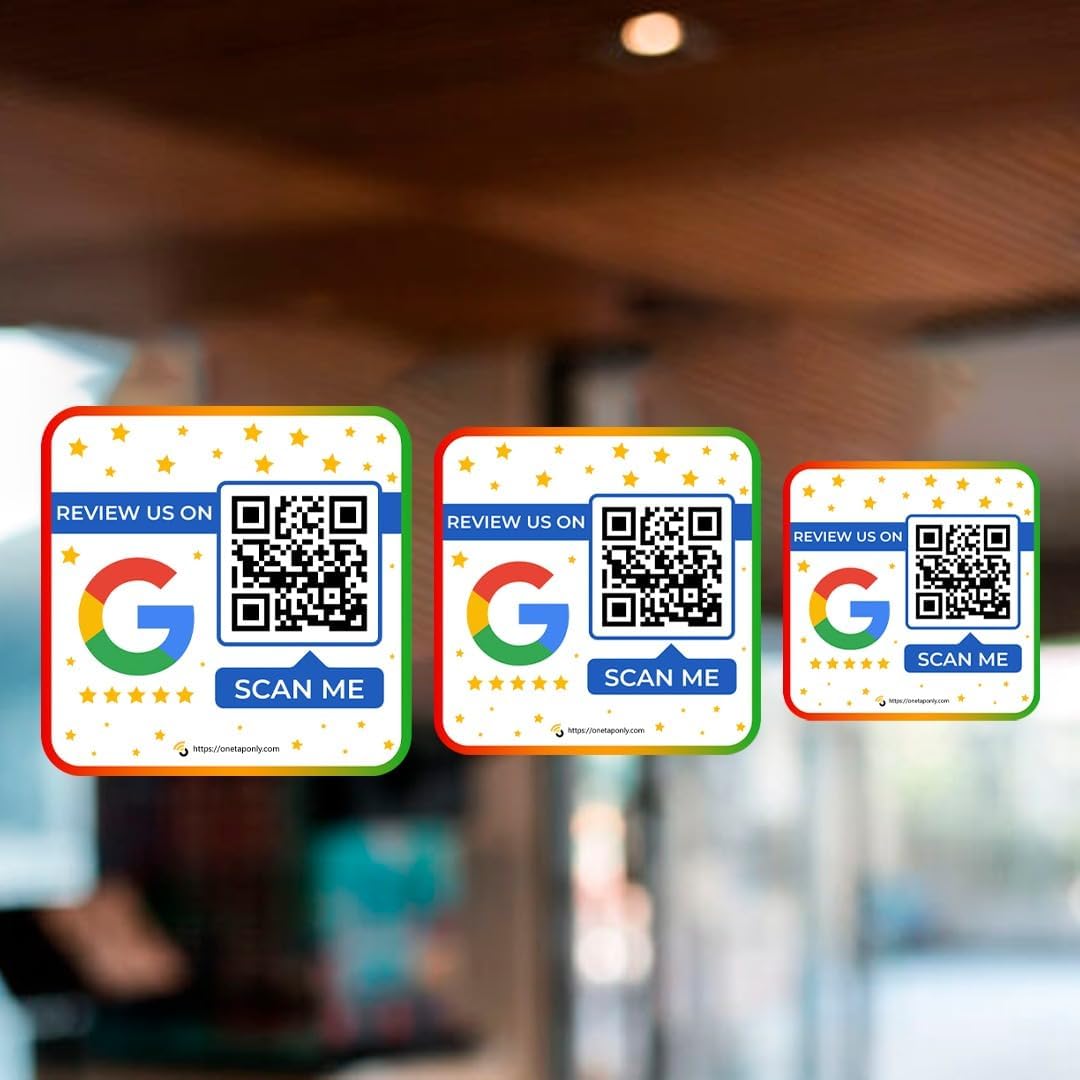 Google Review Stickers | 3 Stickers Pack | Review QR Code | Review Sticker | Unlimited Scan (3-Pack-9-Stickers) image 3