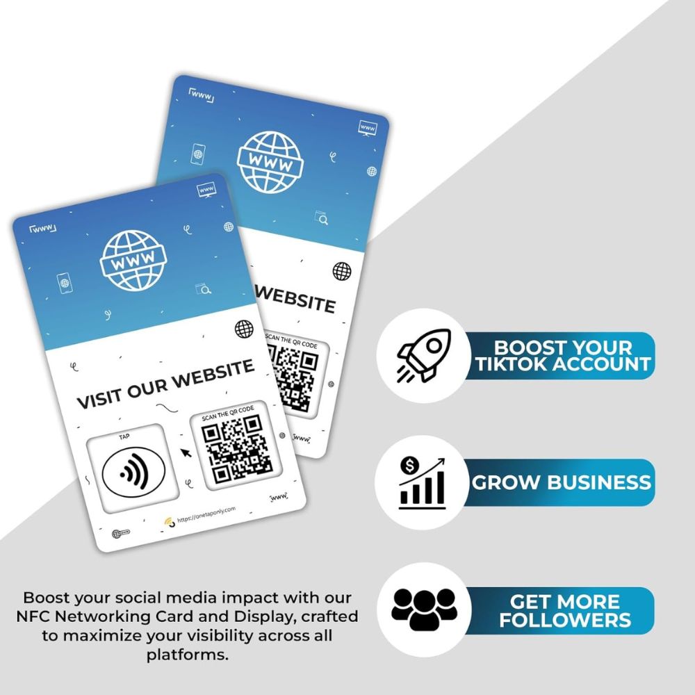 Website Review Tap Card | Review QR Code | Contactless Review Card | NFC Tap Card | Unlimited Use NFC Card image 8