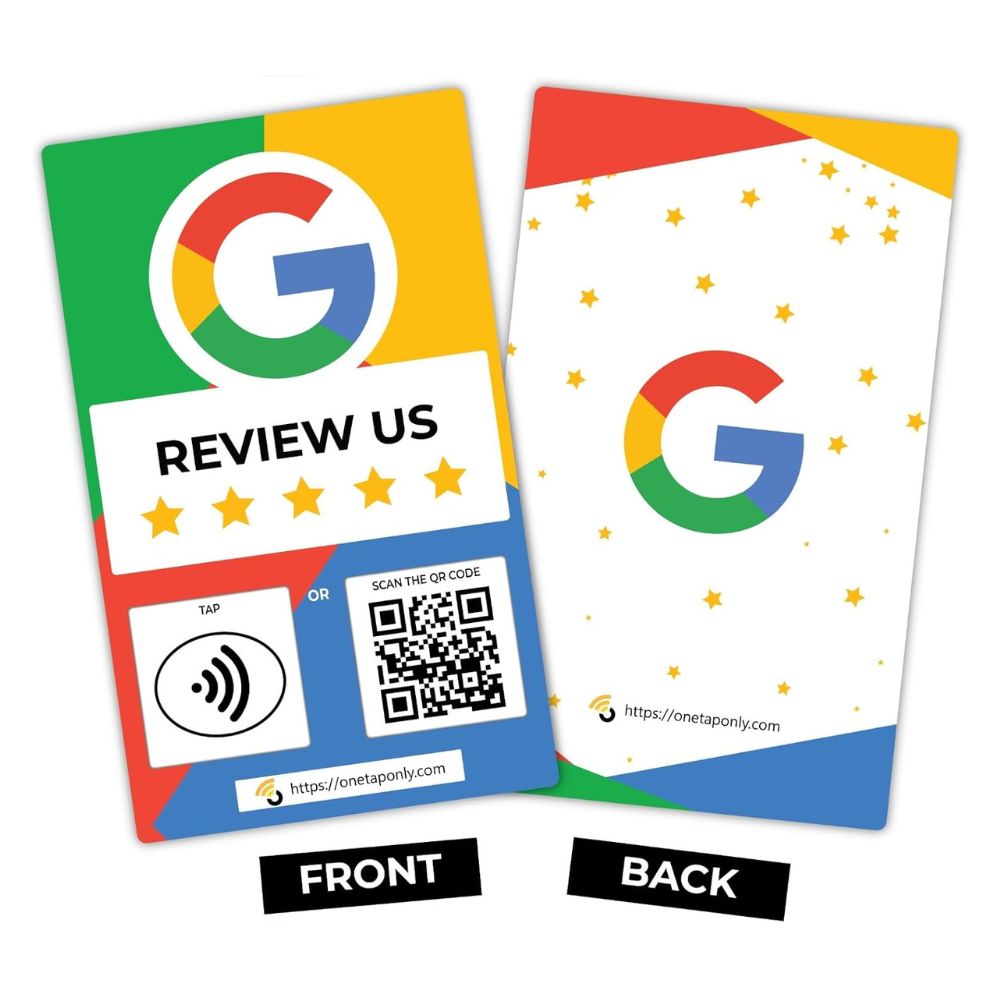 English Google Review Cards by One Tap Only - Tap for Instant Reviews - Compatible with All Phones - NFC & QR Smart Tap Reusable - Increase Business Reviews image 2