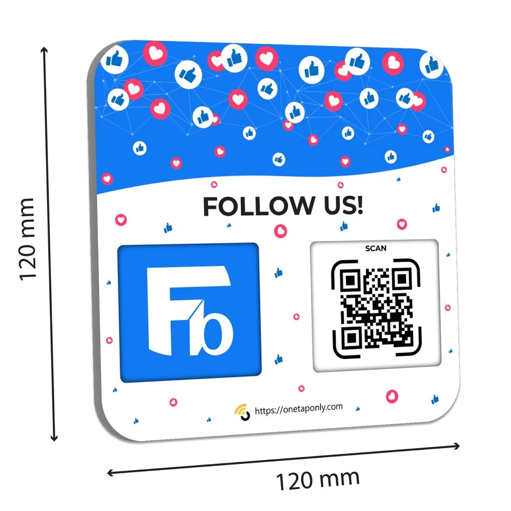 QR Plate Sign for Facebook - Get More Followers and Boost Your presence - Review Stand - QR Code Review Sign - Adhesive on the back (1-Facebook Plate) image 1