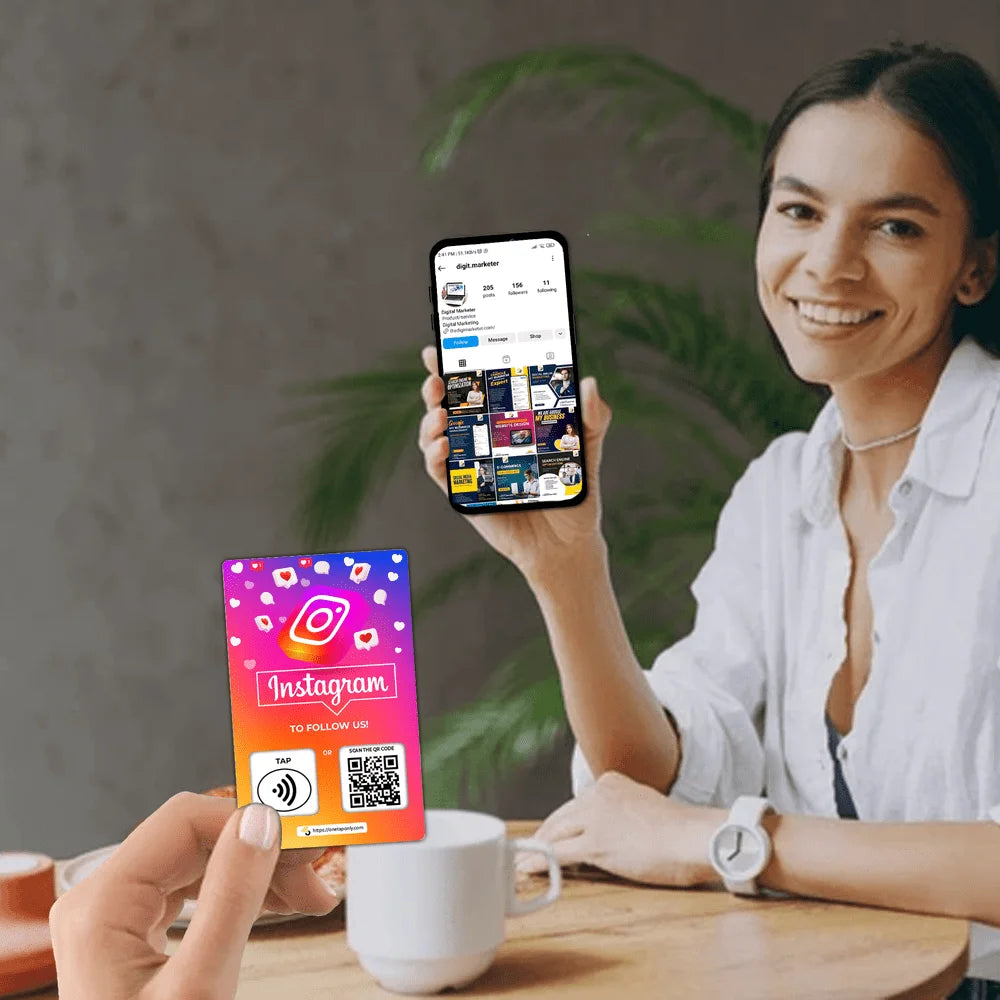 Instagram Review Tap Card | Review QR Code | Contactless Review Card | NFC Tap Card | Unlimited Use NFC Card image 5