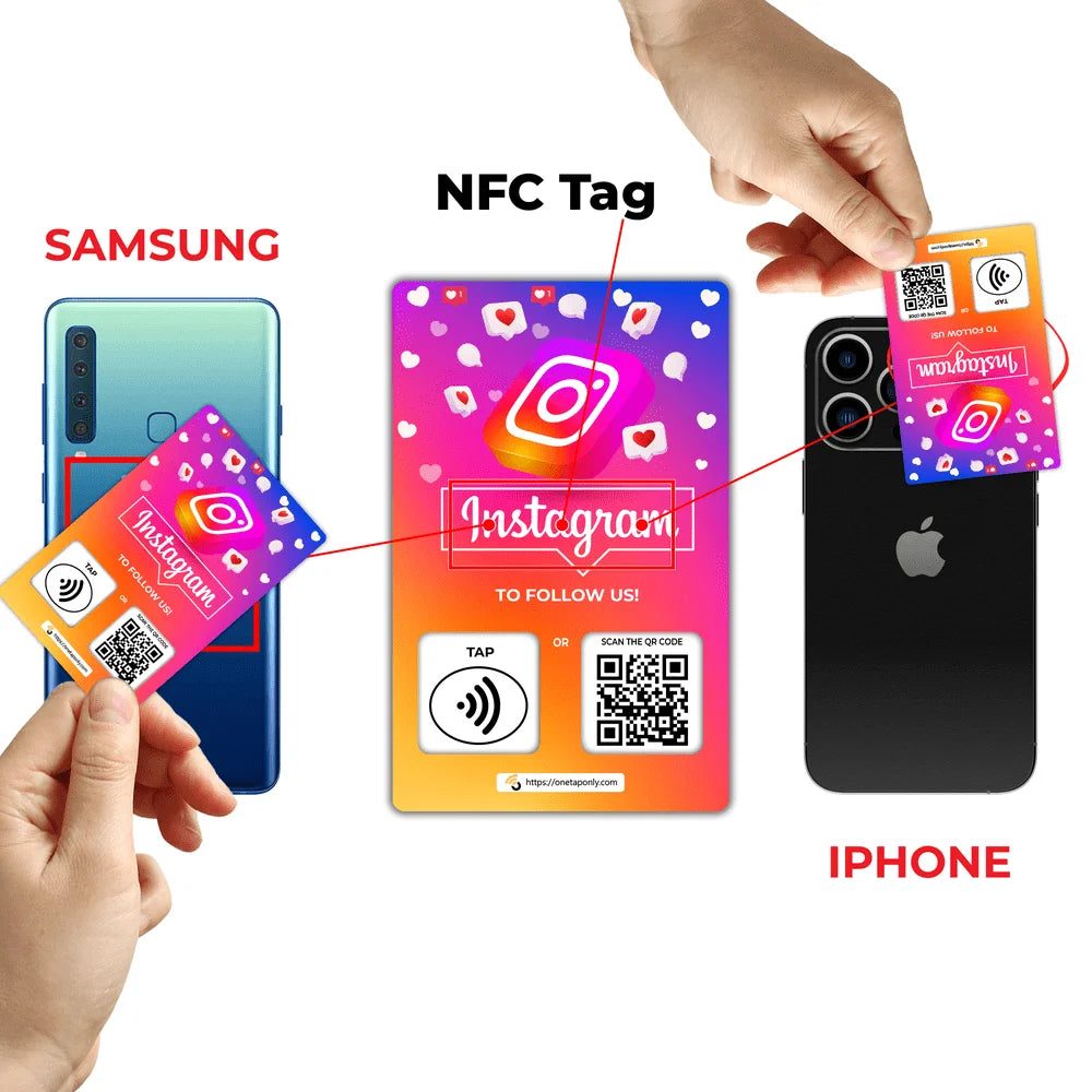 Instagram Review Tap Card | Review QR Code | Contactless Review Card | NFC Tap Card | Unlimited Use NFC Card image 4