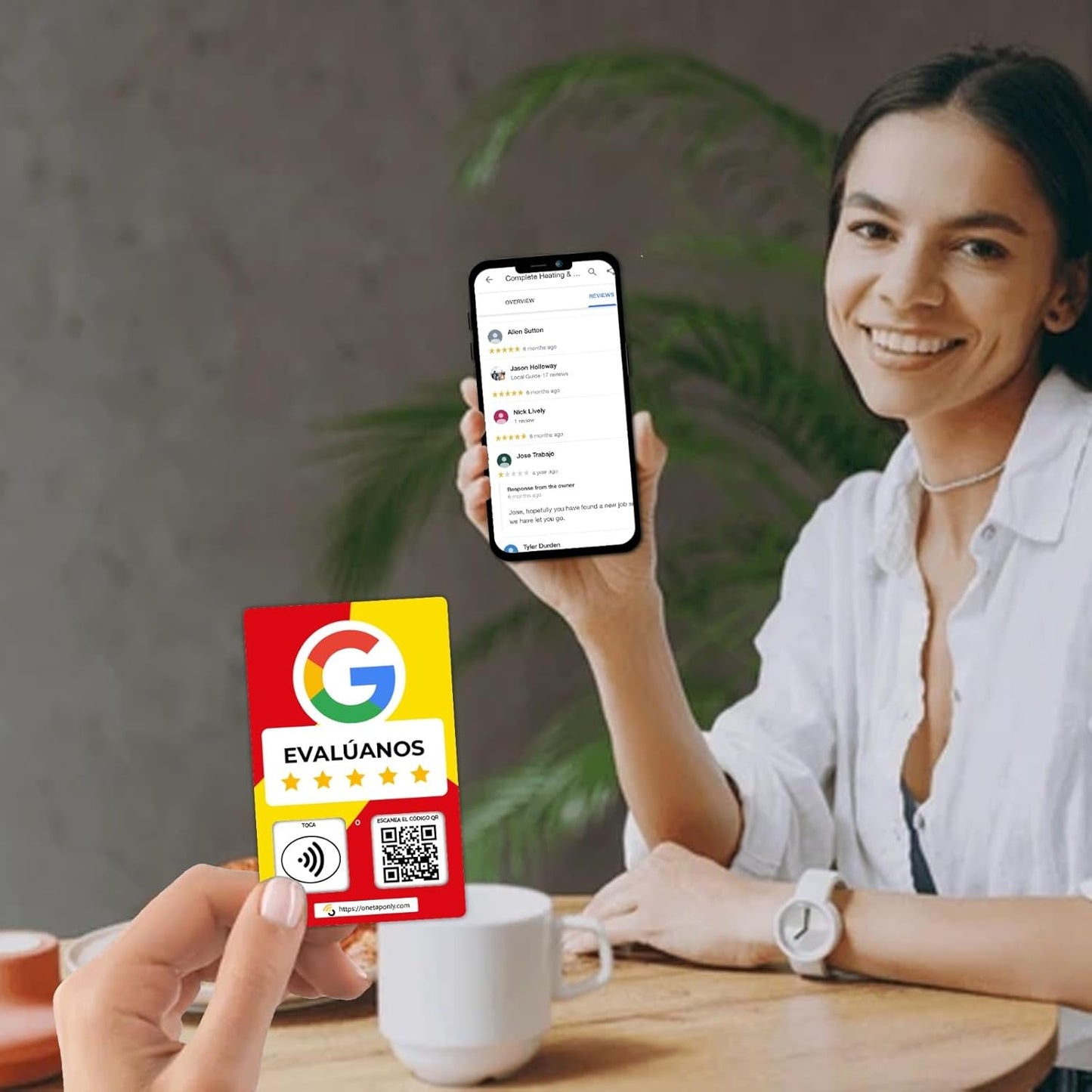 Spanish Google Review Cards by One Tap Only - Tap for Instant Reviews - Compatible with All Phones - NFC & QR Smart Tap Reusable - Increase Business Reviews image 5