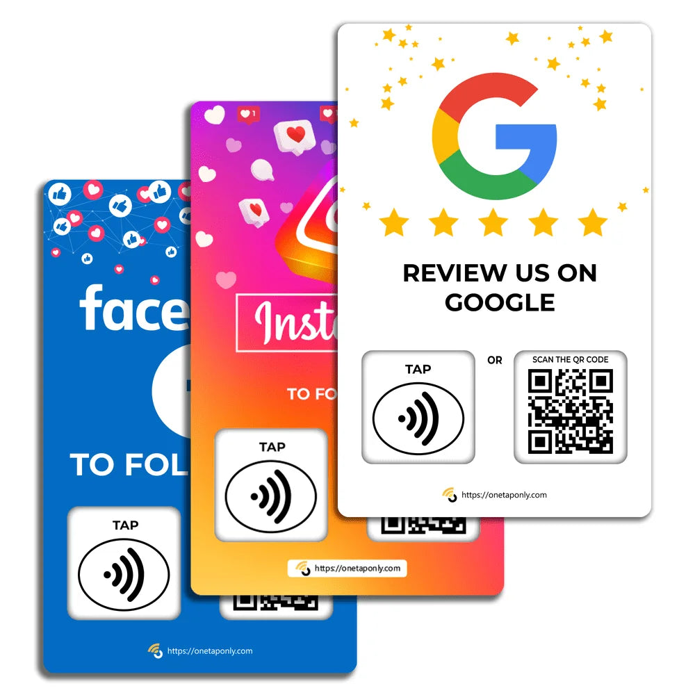 Website Review Tap Card | Review QR Code | Contactless Review Card | NFC Tap Card | Unlimited Use NFC Card - 3 Pack Social Cards image