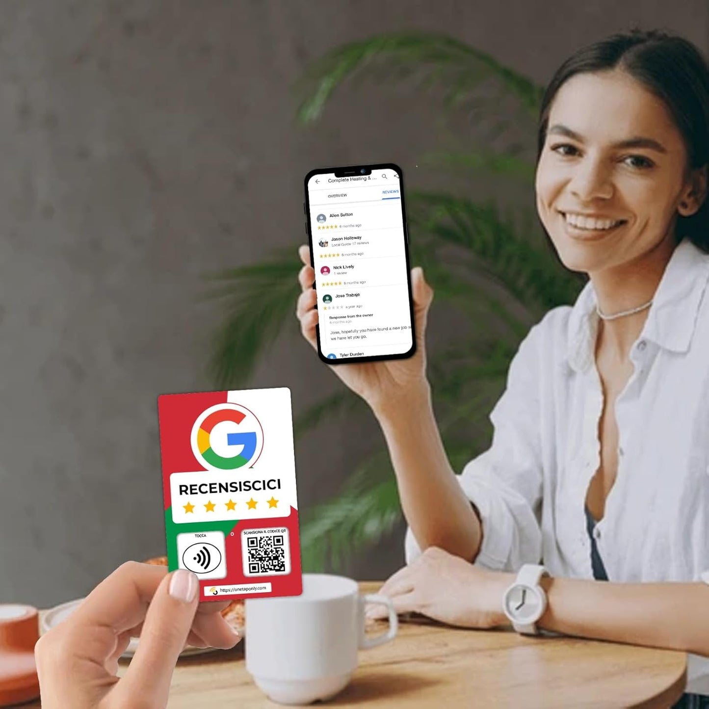 Italian Google Review Cards by One Tap Only - Tap for Instant Reviews - Compatible with All Phones - NFC & QR Smart Tap Reusable - Increase Business Reviews image 7