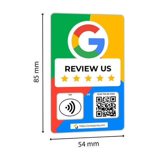 English Google Review Cards by One Tap Only - Tap for Instant Reviews - Compatible with All Phones - NFC & QR Smart Tap Reusable - Increase Business Reviews image 1
