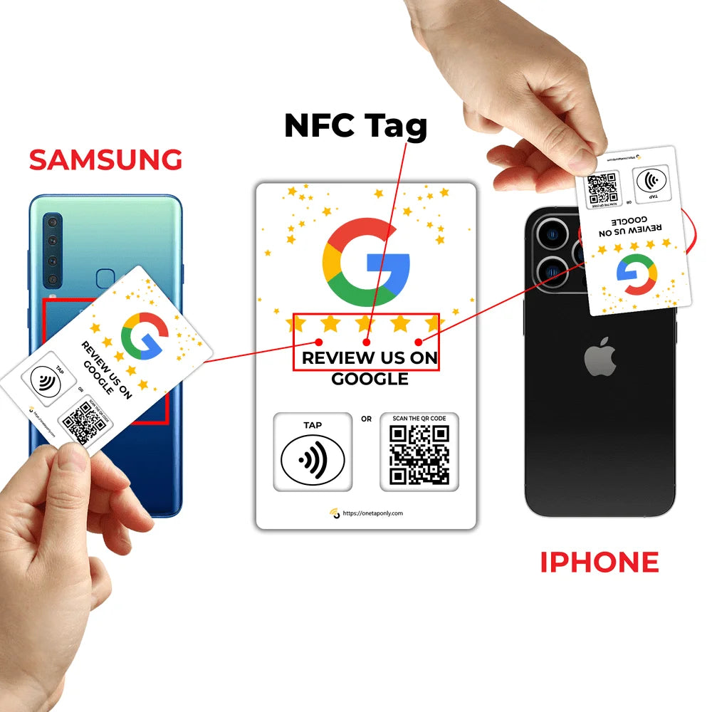 4-Pack Google Review Tap Cards Follow Us on Instagram & Facebook NFC Tap Cards Contactless Review Card for Instant Reviews & Followers All Phones Compatible Reusable NFC & QR Code image 4