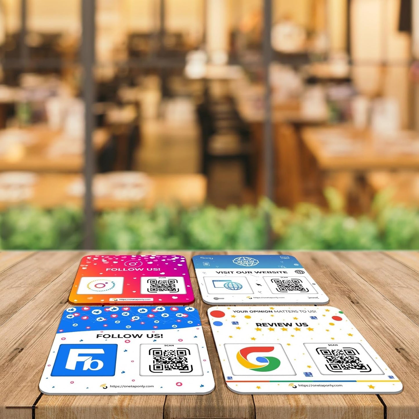 QR Plate Sign - Get More Followers and Boost Your Presence - Review Stand - QR Code Review Sign - Adhesive on The Back (4-Pack Social Media Plates) image 2