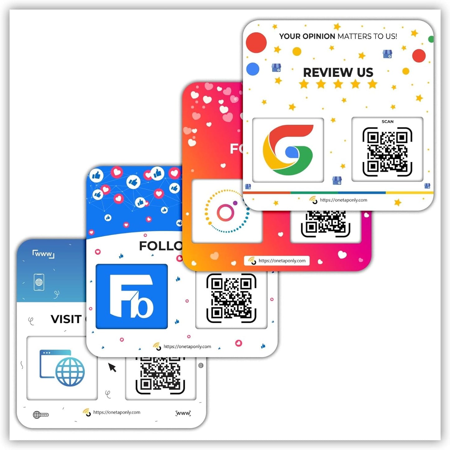 QR Plate Sign - Get More Followers and Boost Your Presence - Review Stand - QR Code Review Sign - Adhesive on The Back (3-Pack Social Media Plates) - 4 Pack Social Media Plates image