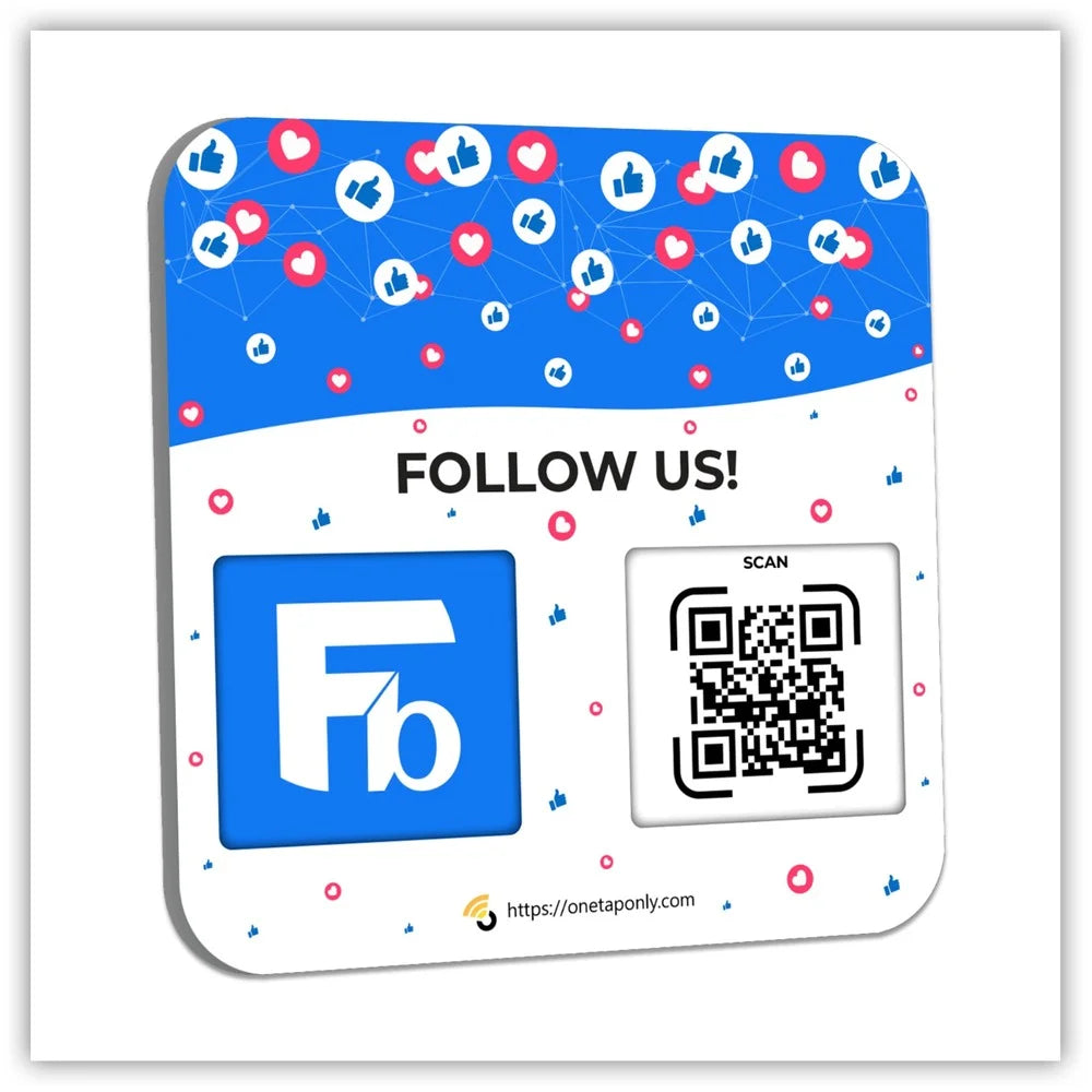 QR Plate Sign - Get More Followers and Boost Your Presence - Review Stand - QR Code Review Sign - Adhesive on The Back (3-Pack Social Media Plates) - 1 Facebook Plate image