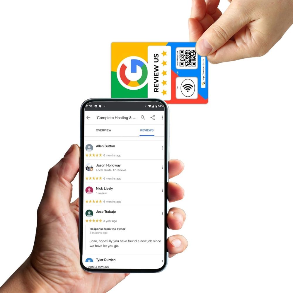English Google Review Cards by One Tap Only - Tap for Instant Reviews - Compatible with All Phones - NFC & QR Smart Tap Reusable - Increase Business Reviews image 4