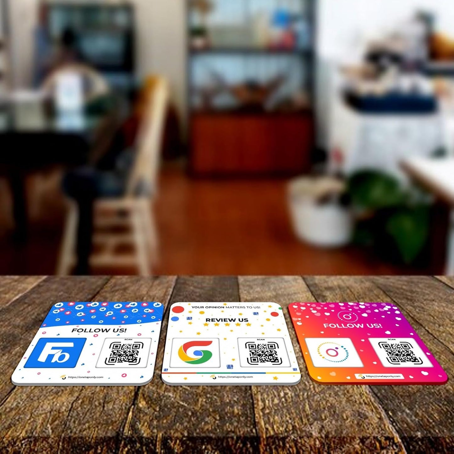 QR Plate Sign - Get More Followers and Boost Your Presence - Review Stand - QR Code Review Sign - Adhesive on The Back (3-Pack Social Media Plates) image 3