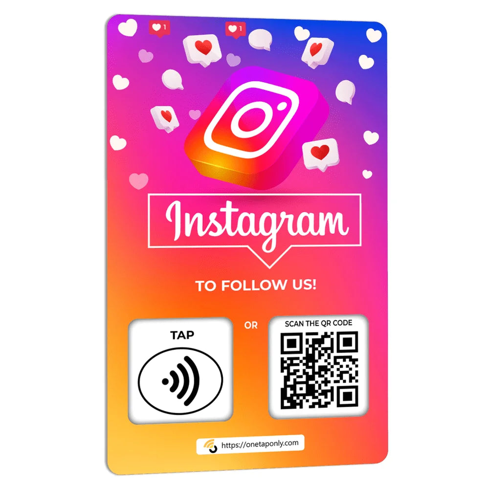 3-Pack Google Review Tap Cards Follow Us on Instagram & Facebook NFC Tap Cards Contactless Review QR Code for Instant Reviews & Followers Compatible with All Phones Reusable Unlimited Use NFC Cards - 1 Instagram Card image