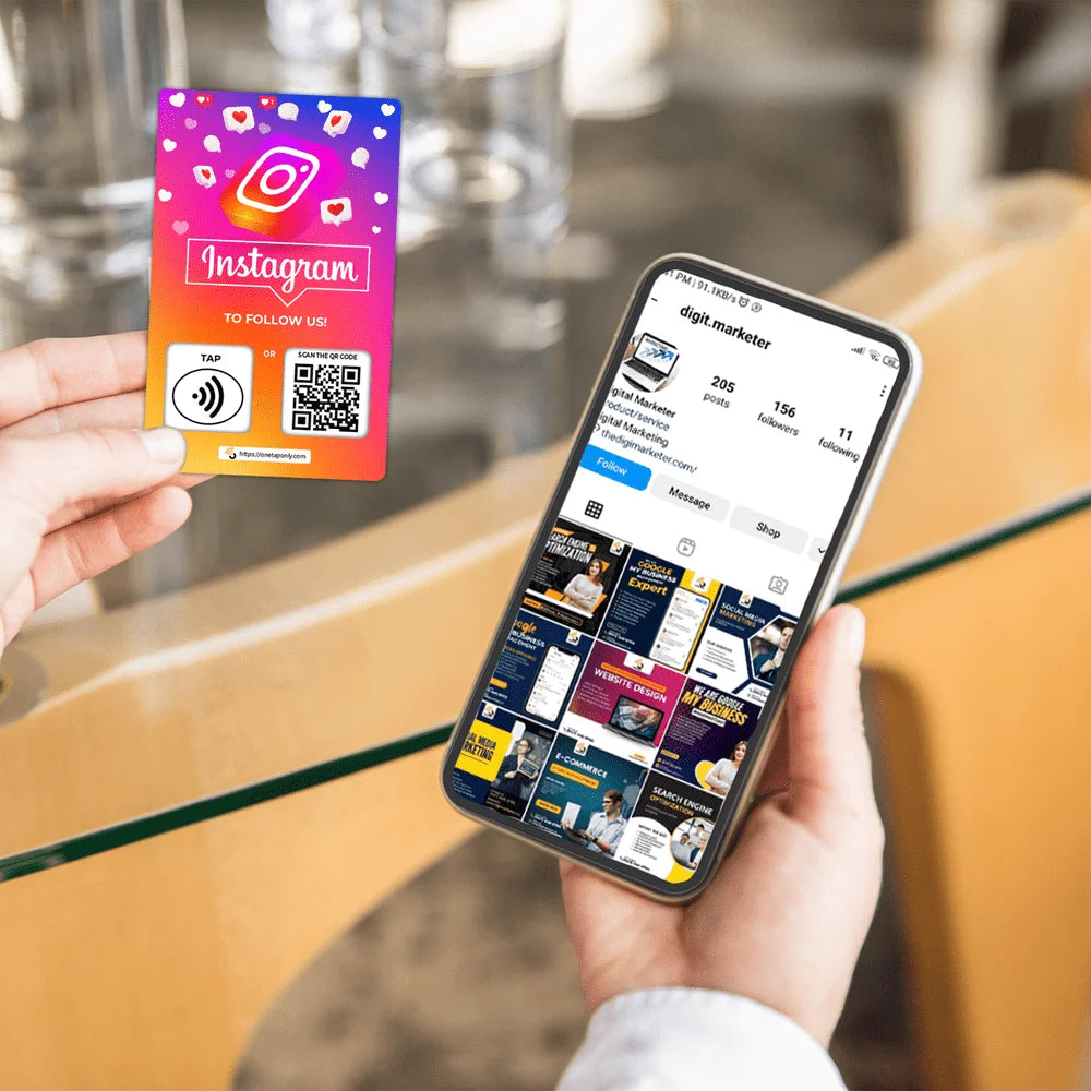 Instagram Review Tap Card | Review QR Code | Contactless Review Card | NFC Tap Card | Unlimited Use NFC Card image 3