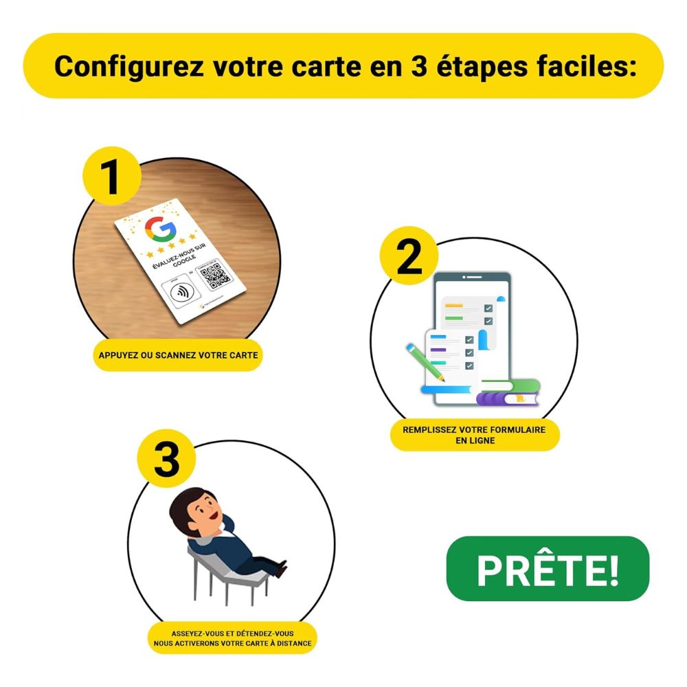 French Google Review Tap Card | Review QR Code | Contactless Review Card | NFC Tap Card | Unlimited Use NFC Card image 3