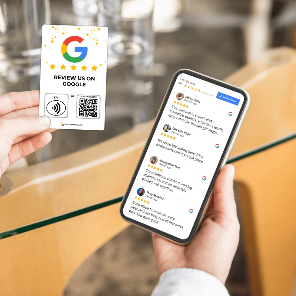 3-Pack Google Review Tap Cards Follow Us on Instagram & Facebook NFC Tap Cards Contactless Review QR Code for Instant Reviews & Followers Compatible with All Phones Reusable Unlimited Use NFC Cards image 5