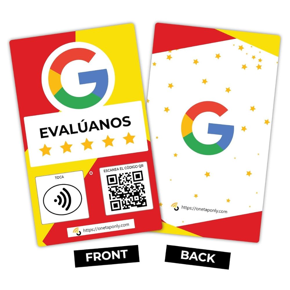 Spanish Google Review Cards by One Tap Only - Tap for Instant Reviews - Compatible with All Phones - NFC & QR Smart Tap Reusable - Increase Business Reviews image 2