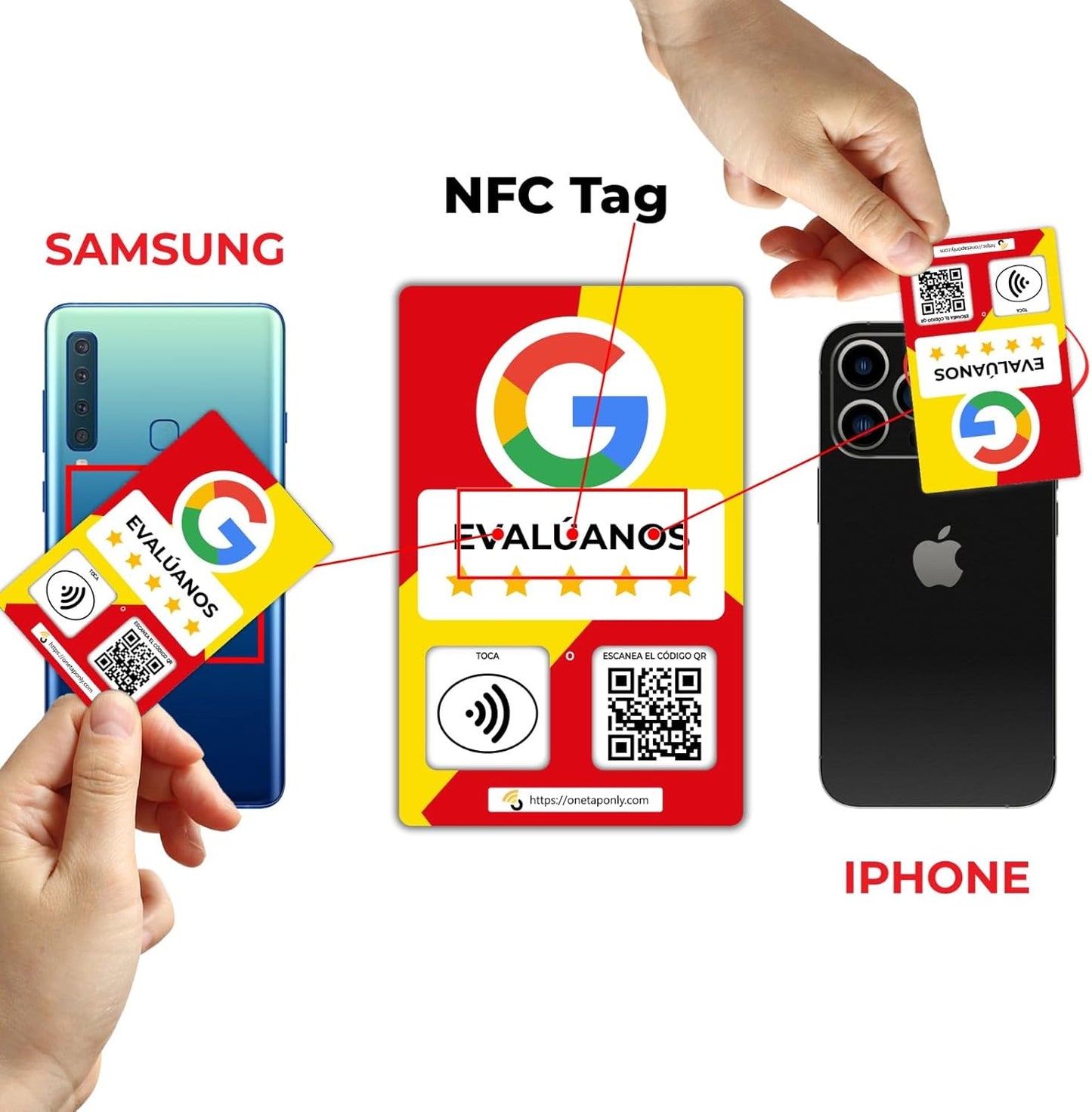 Spanish Google Review Cards by One Tap Only - Tap for Instant Reviews - Compatible with All Phones - NFC & QR Smart Tap Reusable - Increase Business Reviews image 6