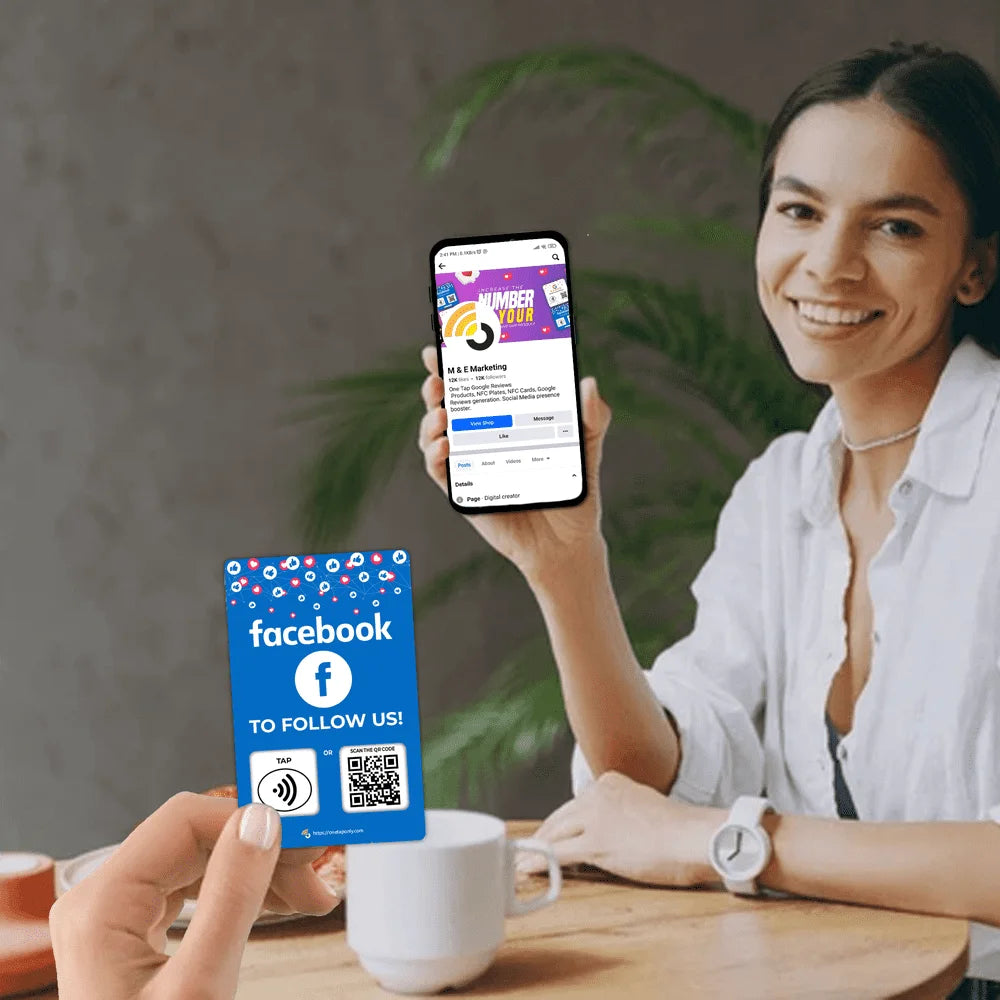 Facebook Review Tap Card | Review QR Code | Contactless Review Card | NFC Tap Card | Unlimited Use NFC Card image 4