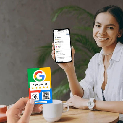 English Google Review Cards by One Tap Only - Tap for Instant Reviews - Compatible with All Phones - NFC & QR Smart Tap Reusable - Increase Business Reviews image 7