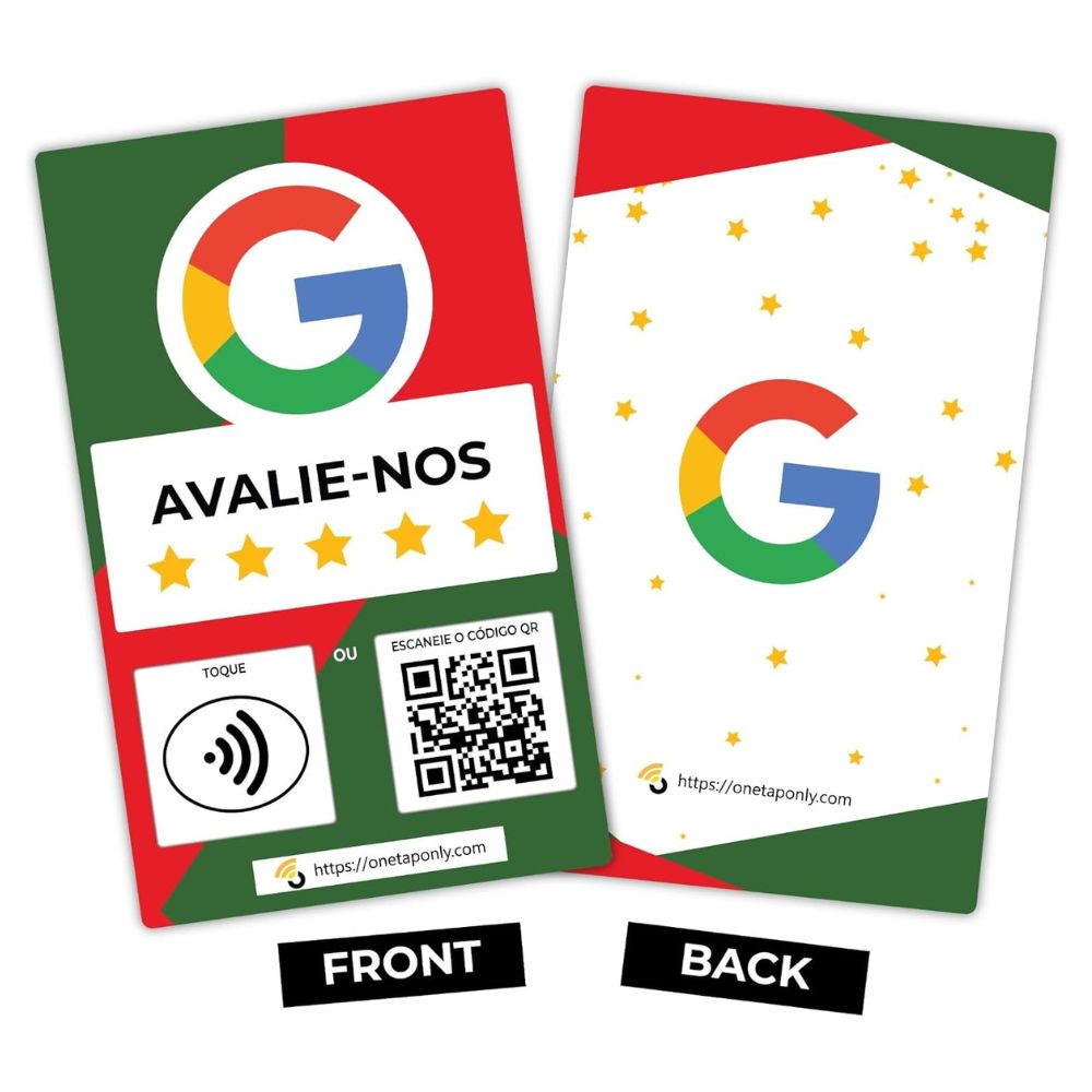 Portuguese Google Review Cards by One Tap Only - Tap for Instant Reviews - Compatible with All Phones - NFC & QR Smart Tap Reusable - Increase Business Reviews image 2