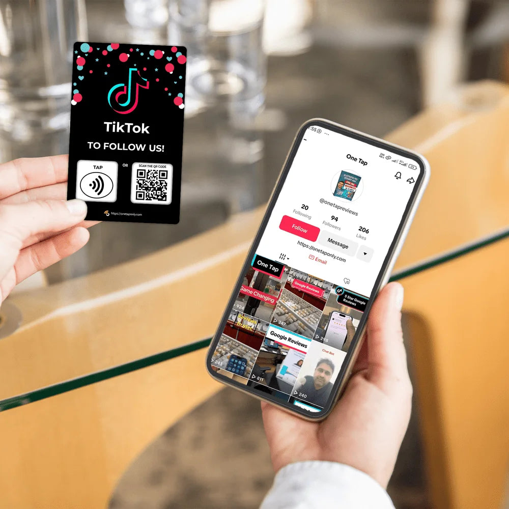 TikTok Review Tap Card | Review QR Code | Contactless Review Card | NFC Tap Card | Unlimited Use NFC Card image 6