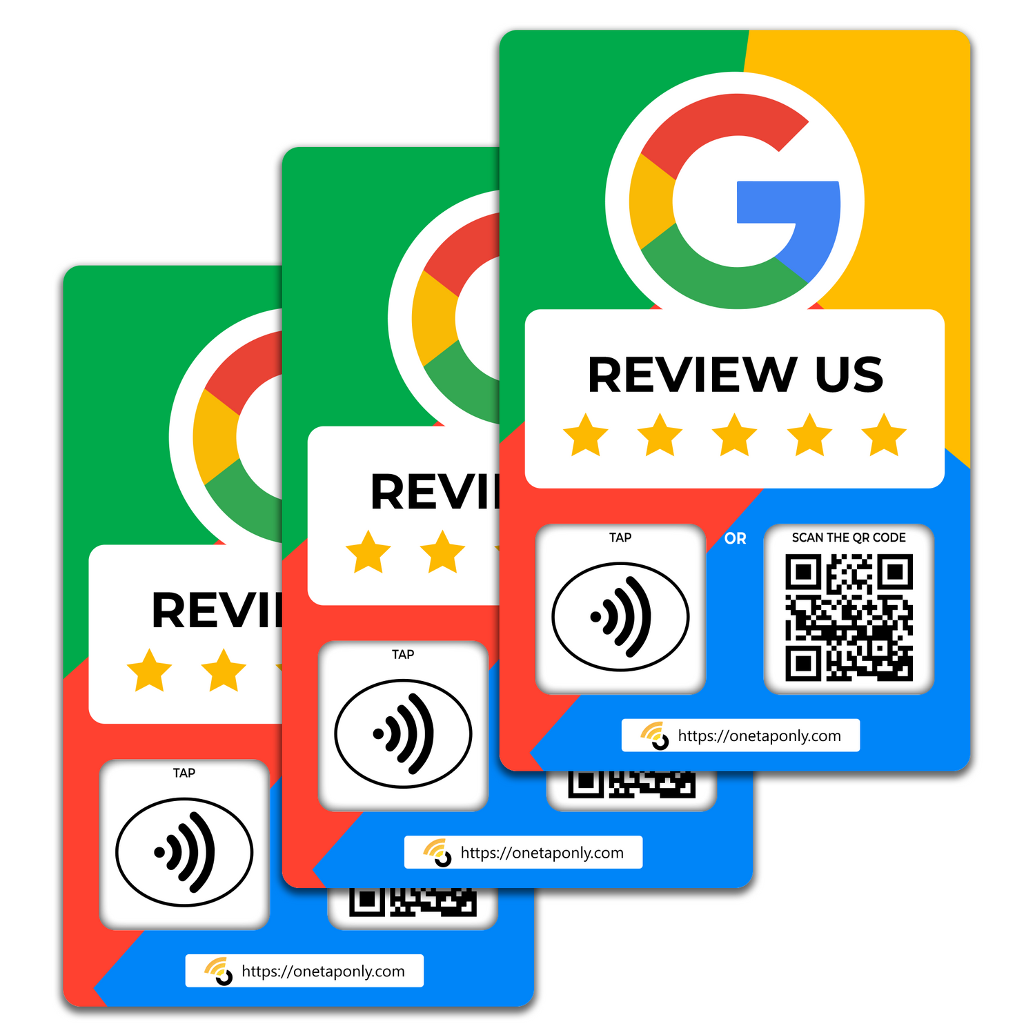 One Tap Only Google Review NFC Card with QR Code - Tap to get 5-star Google reviews