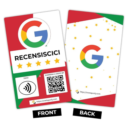 Italian Google Review Cards by One Tap Only - Tap for Instant Reviews - Compatible with All Phones - NFC & QR Smart Tap Reusable - Increase Business Reviews image 1