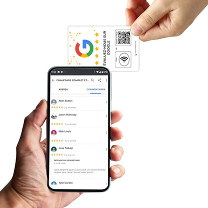 French Google Review Tap Card | Review QR Code | Contactless Review Card | NFC Tap Card | Unlimited Use NFC Card image 4
