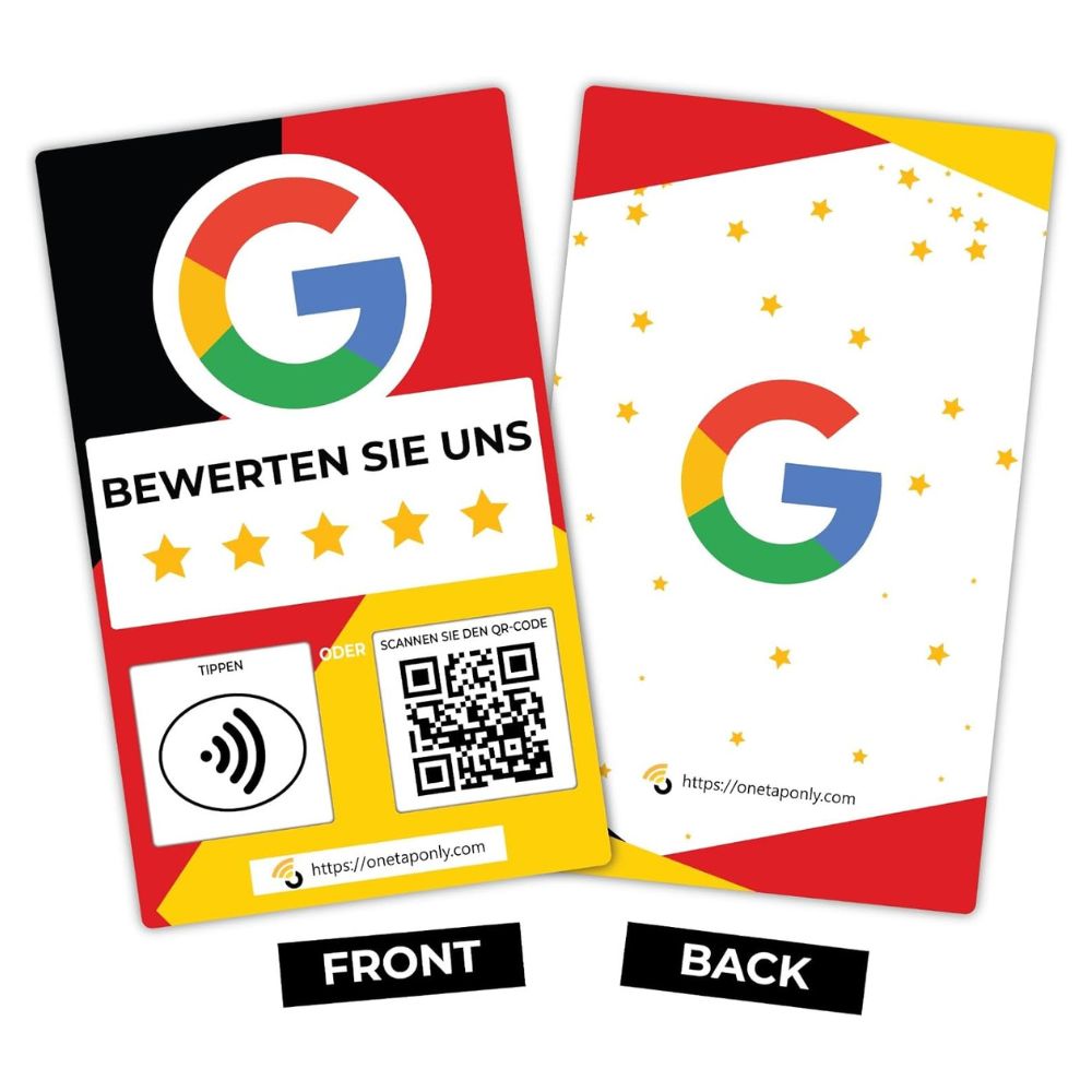 German Google Review Cards by One Tap Only - Tap for Instant Reviews - Compatible with All Phones - NFC & QR Smart Tap Reusable - Increase Business Reviews image 2