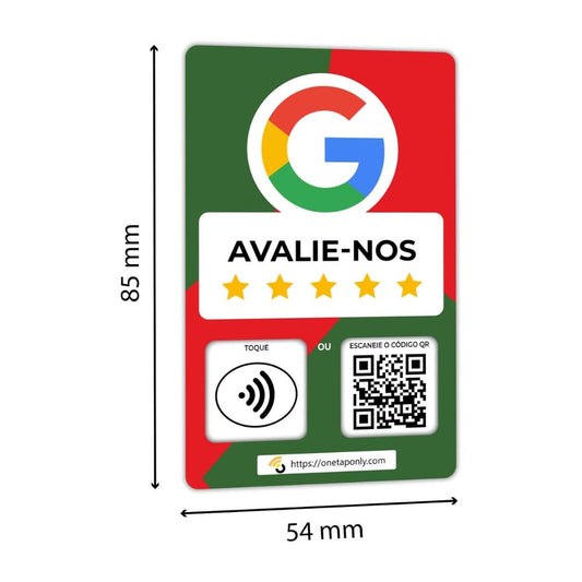 Portuguese Google Review Cards by One Tap Only - Tap for Instant Reviews - Compatible with All Phones - NFC & QR Smart Tap Reusable - Increase Business Reviews image 1