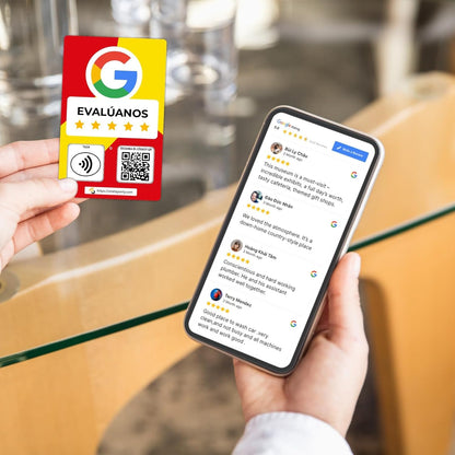 Spanish Google Review Cards by One Tap Only - Tap for Instant Reviews - Compatible with All Phones - NFC & QR Smart Tap Reusable - Increase Business Reviews image 3