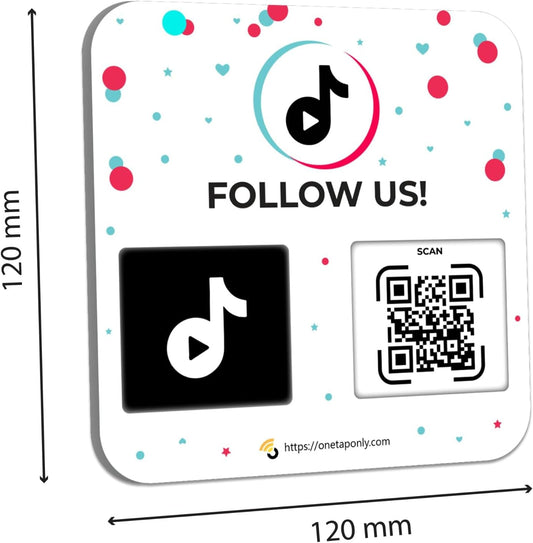 QR Plate Sign for TikTok-Get More Followers and Boost Your presence - Review Stand - QR Code Review Sign - Adhesive on the back (1-TikTok Plate) image 1