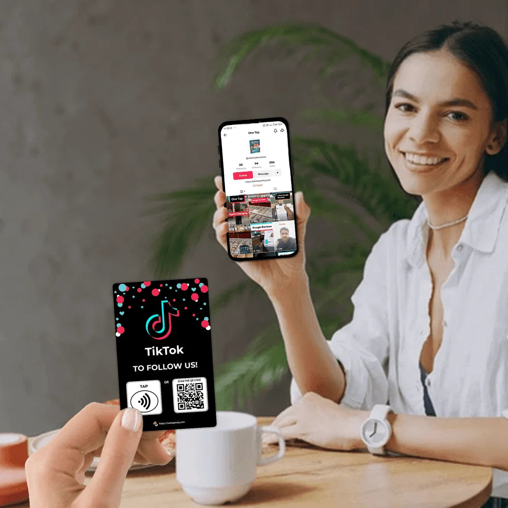 TikTok Review Tap Card | Review QR Code | Contactless Review Card | NFC Tap Card | Unlimited Use NFC Card image 3