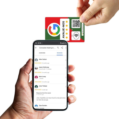 Portuguese Google Review Cards by One Tap Only - Tap for Instant Reviews - Compatible with All Phones - NFC & QR Smart Tap Reusable - Increase Business Reviews image 3