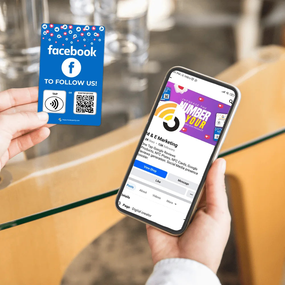 Facebook Review Tap Card | Review QR Code | Contactless Review Card | NFC Tap Card | Unlimited Use NFC Card image 3