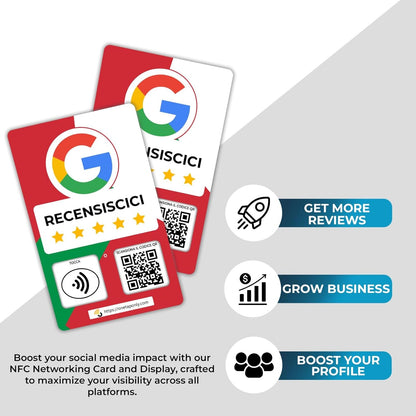 Italian Google Review Cards by One Tap Only - Tap for Instant Reviews - Compatible with All Phones - NFC & QR Smart Tap Reusable - Increase Business Reviews image 4