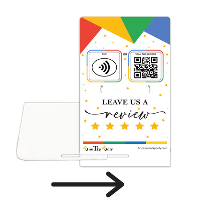 One Tap Only NFC Google Review Stand With QR