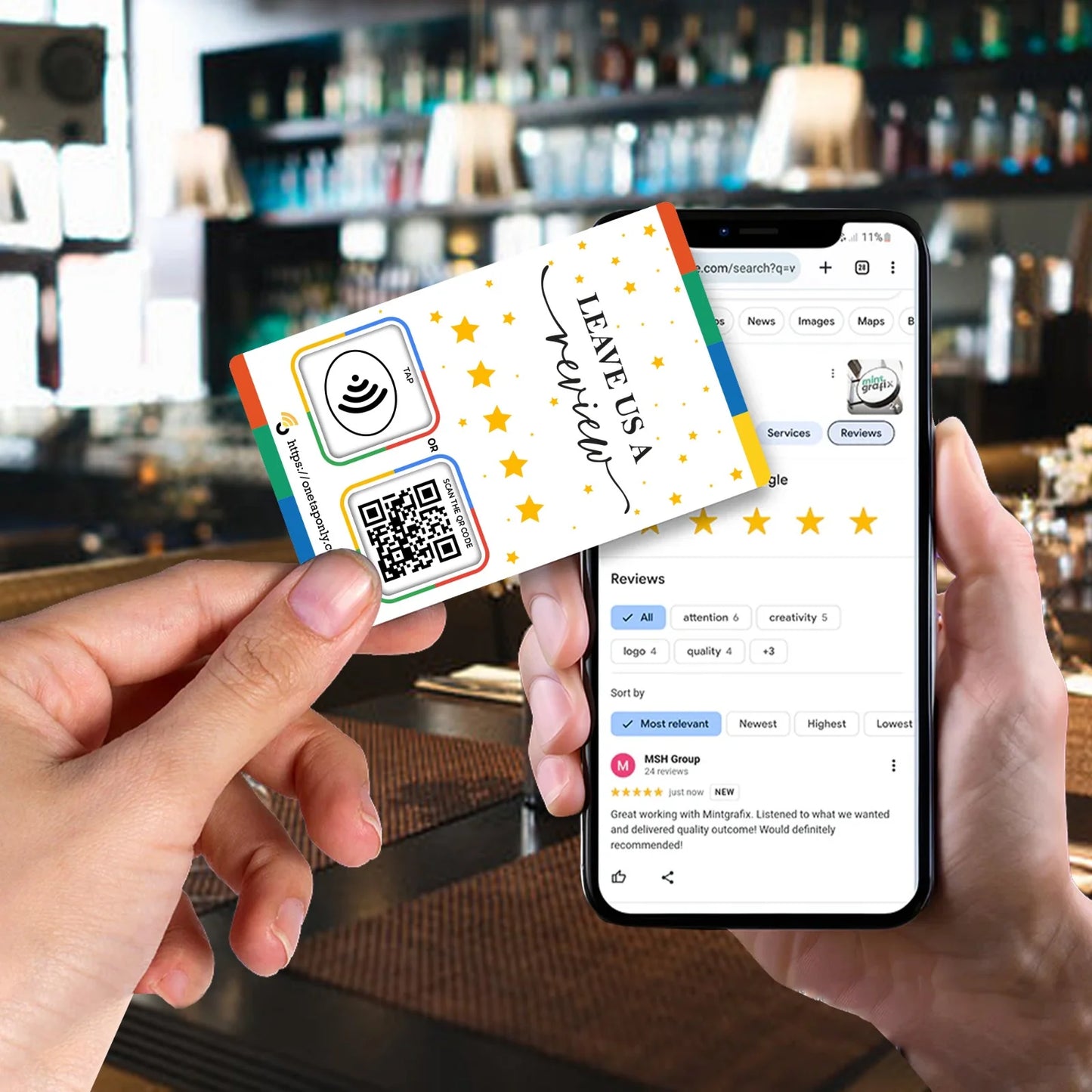 One Tap NFC Review Card