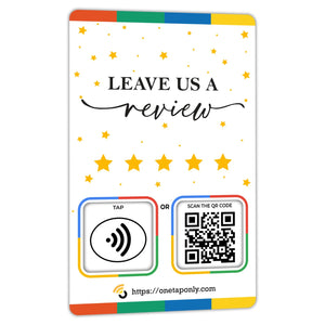 One Tap Only Google Review NFC Card with QR Code - Tap to get 5-star Google reviews
